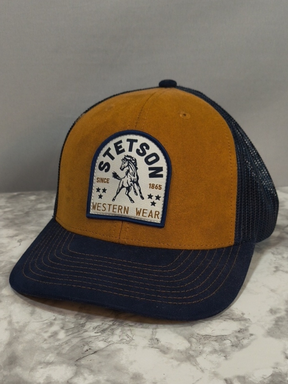 Stetson Two-Tone Western Trucker Hat - Mustard & Navy